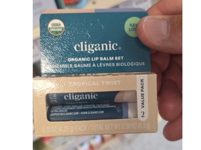 Cliganic Organic Lip Balm Set, Tropical Twist, 0.15 oz/4.25 g, Pack Of 2