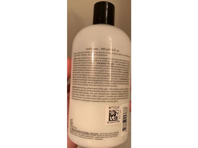 philosophy Candy Cane Shampoo Shower Gel and Bubble Bath, 16 fl oz/480 mL