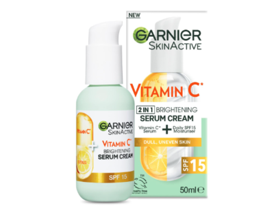 Garnier SkinActive 2 IN 1 Brightening Serum Cream, SPF 15, Vitamin C, 50 mL