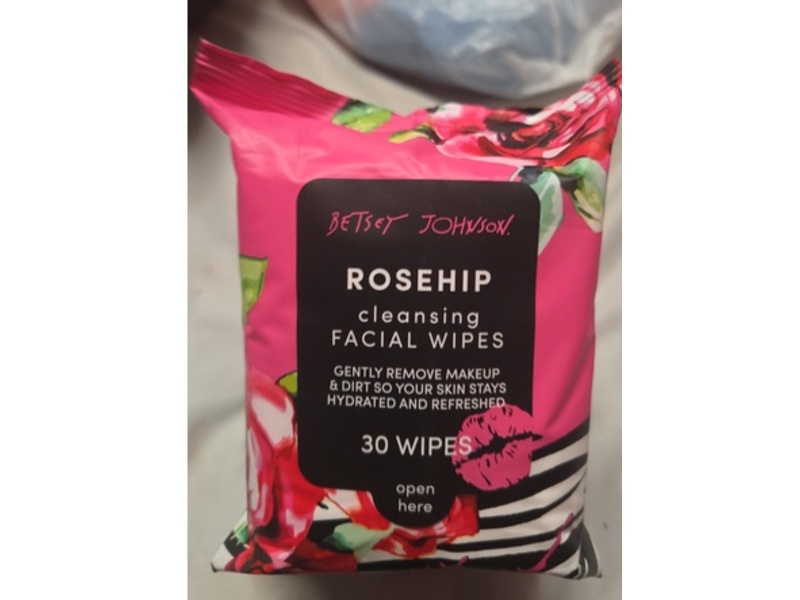 Betsey Johnson Cleansing Facial Wipes, Rosehip, 30 Count