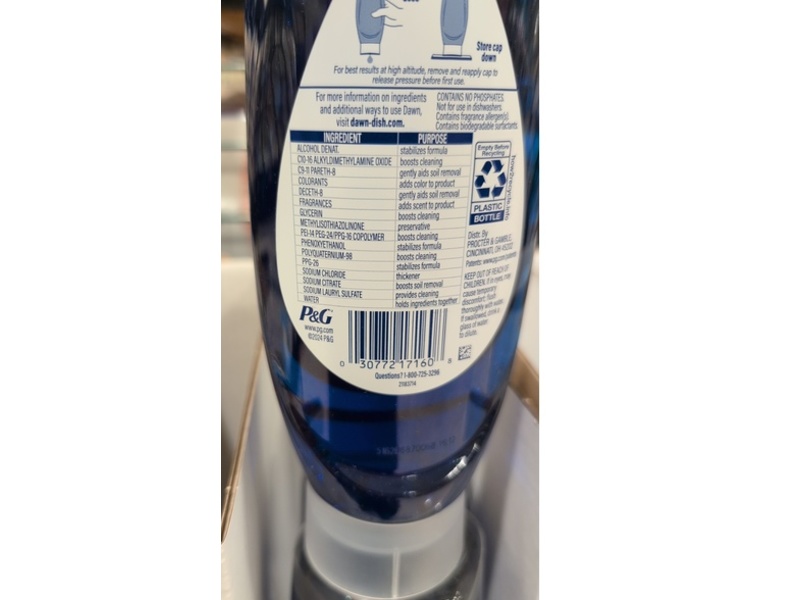 Dawn Platinum Plus PowerSuds Dishwashing Liquid, Fresh Rain, 17.4 fl oz/514 mL