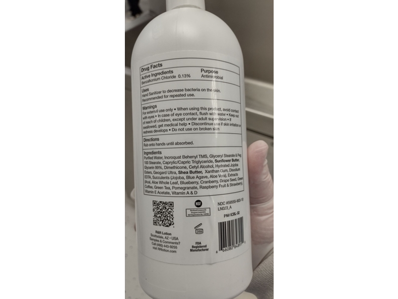 R&R Lotion I.C Hand Sanitizing Cream, 32 oz/946 mL