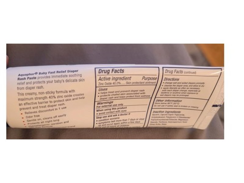 Aquaphor Baby Fast Relief Diaper Rash Paste, 3.5 oz/99 g