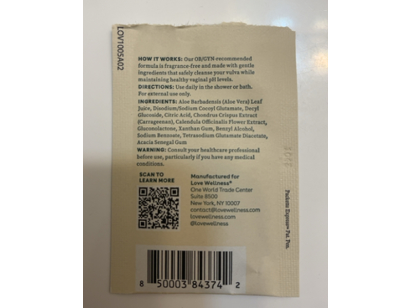 Love Wellness pH Balancing Cleanser, 0.16 fl oz