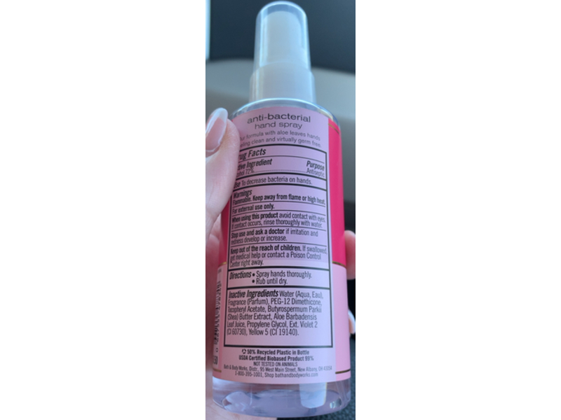 Bath & Body Works Anti-Bacterial Hand Spray, Strawberry Pound Cake, 3 fl oz/80 mL