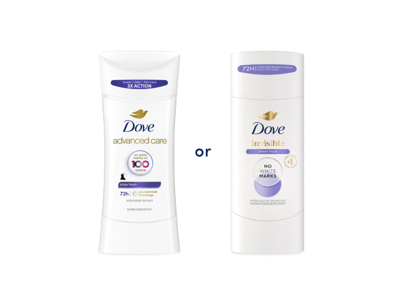 Dove Advanced Care Invisible Antiperspirant, Sheer Fresh, 2.6 oz/74 g