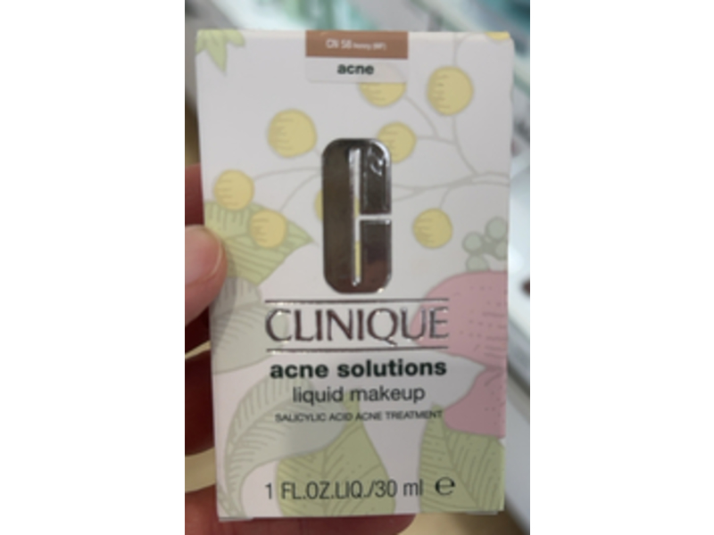 Clinique Acne Solutions Liquid Foundation Makeup, CN 58 Honey, 1 fl oz/30 mL
