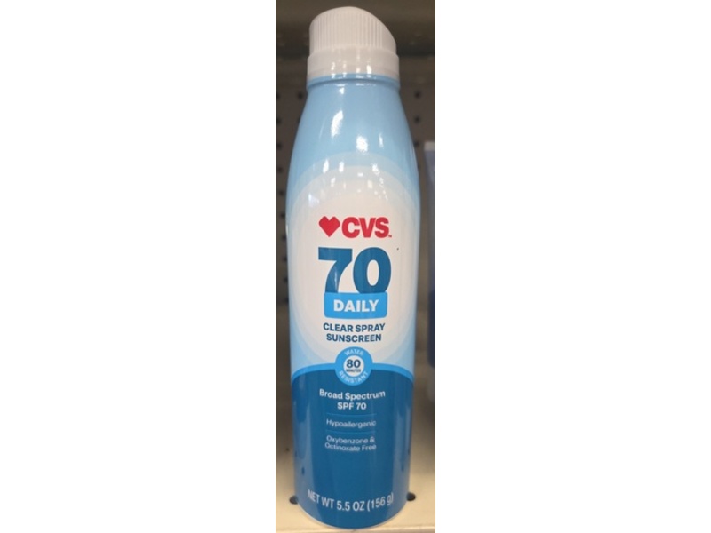 Cvs Broad Spectrum Daily Clear Sunscreen Spray, SPF 70, 5.5 oz/156 g