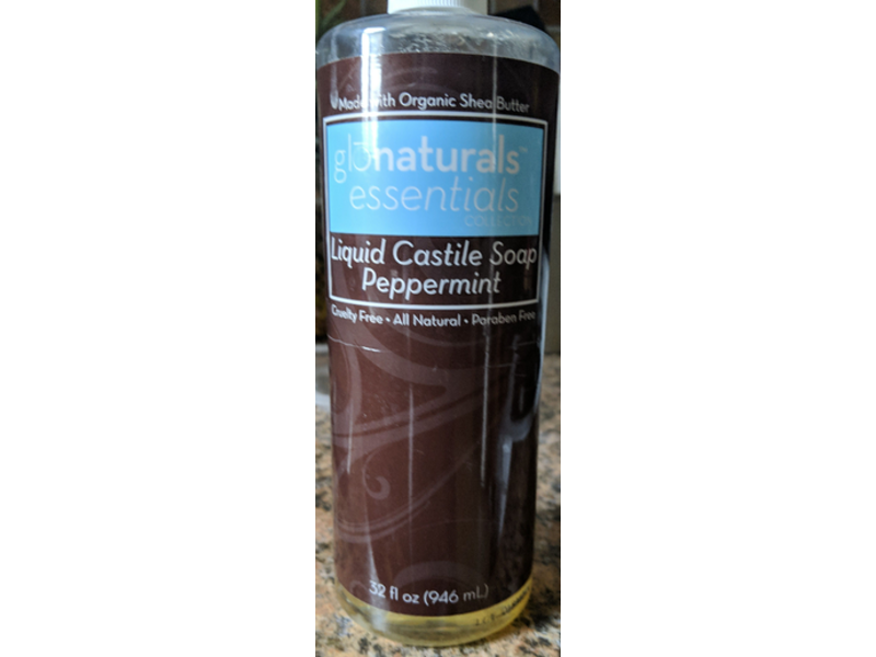 Glonaturals Essentials Liquid Castile Soap, Peppermint, 32 fl oz/946 mL