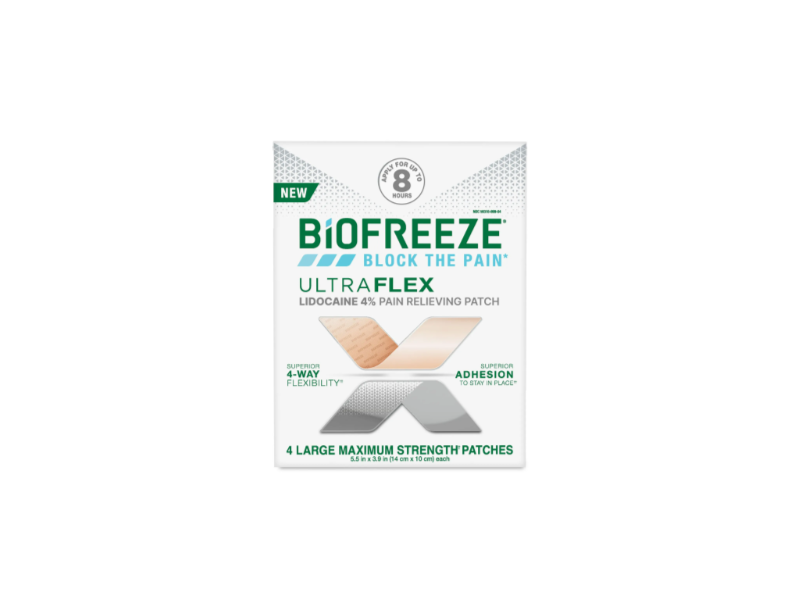 Biofreeze Ultraflex Pain Relieving Patch, Lidocaine 4%, 4 Count