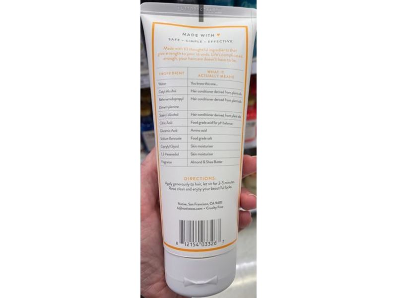 Native Almond & Shea Butter Strengthening Hair Mask, 6 fl oz / 177 mL