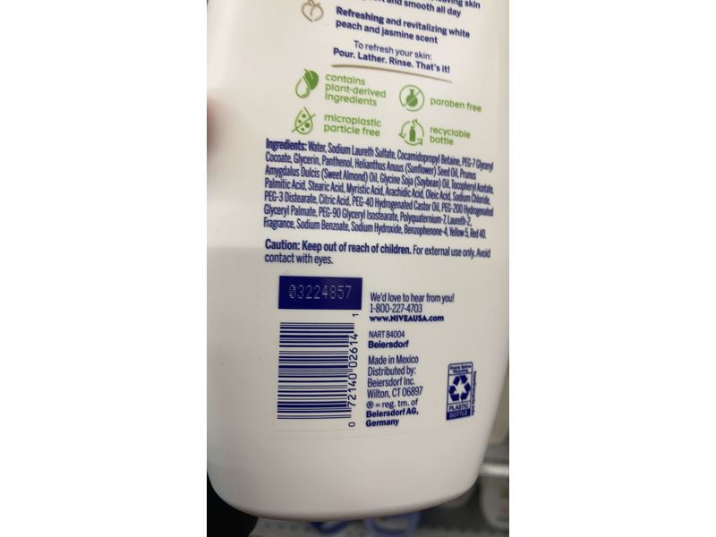 Nivea Refreshing Body Wash With Nourishing Serum, White Peach & Jasmine, 20 fl oz