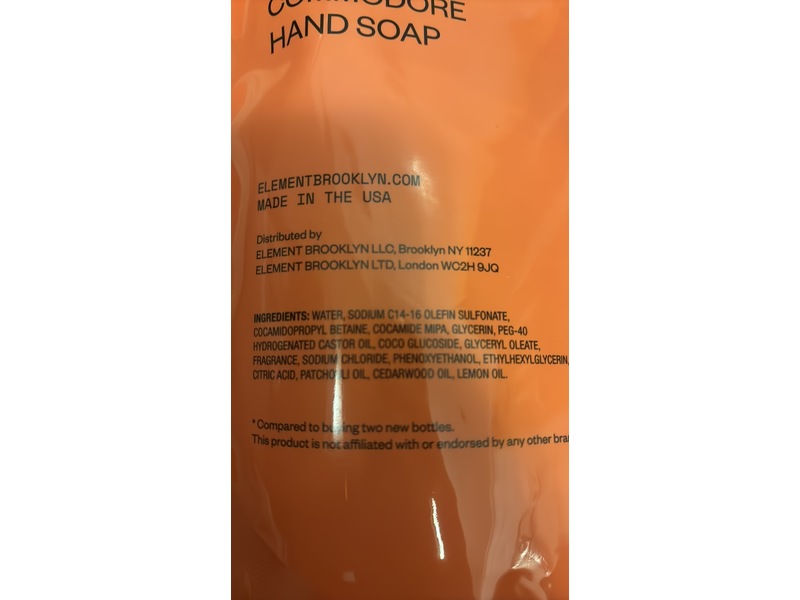 Element Brooklyn Hand Soap, Commodore, 34 fl oz/1 L
