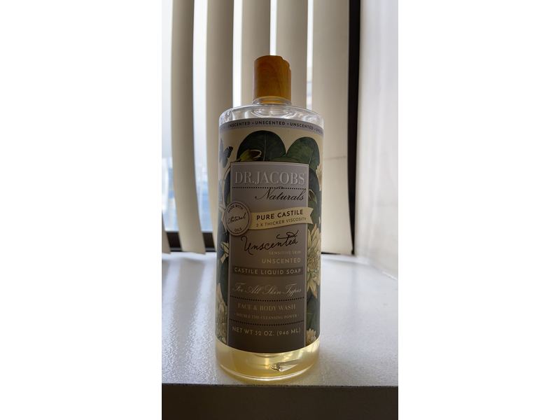 Dr. Jacobs Naturals Liquid Castile Soap, Unscented, 32 fl oz/946 mL