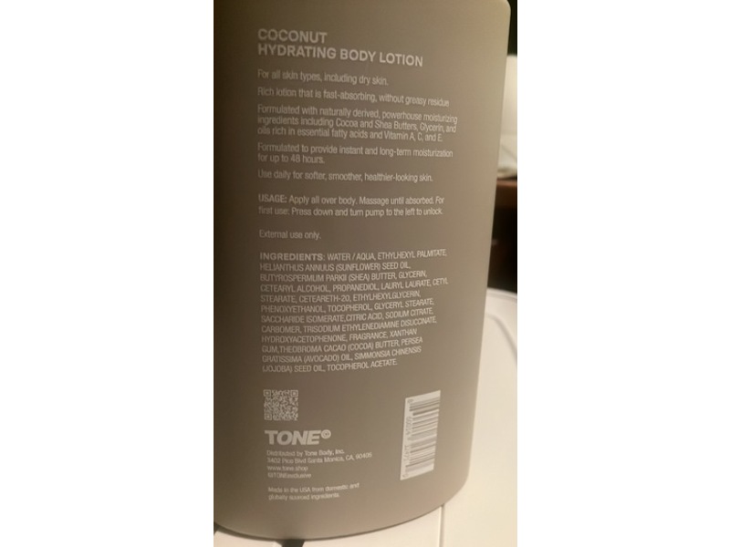 Tone Hydrating Body Lotion, Coconut, 16 fl oz/480 mL
