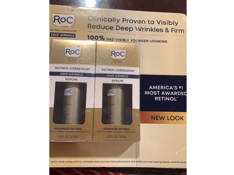 Roc Deep Wrinkle Serum, Retinol, 1.0 fl oz/30 mL, Pack Of 2