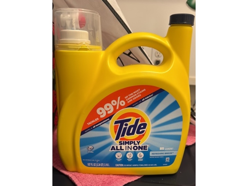 Tide Simply All In One, Refreshing Breeze, 107 fl oz/3.16 L, 85 Loads