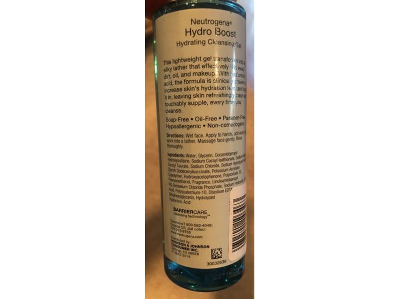 Neutrogena Hydro Boost Hydrating Cleansing Gel, Hyaluronic Acid, 6 oz/170 g