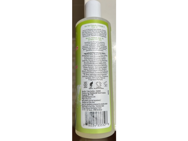 Desert Essence Kids 2 In 1 Shampoo & Body Wash, Green Apple Watermelon, 12 fl oz/355 mL