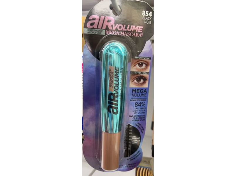 L'Oreal Paris Air Volume Mega Mascara, Waterproof, 854 Black Noir, 0.3 fl oz