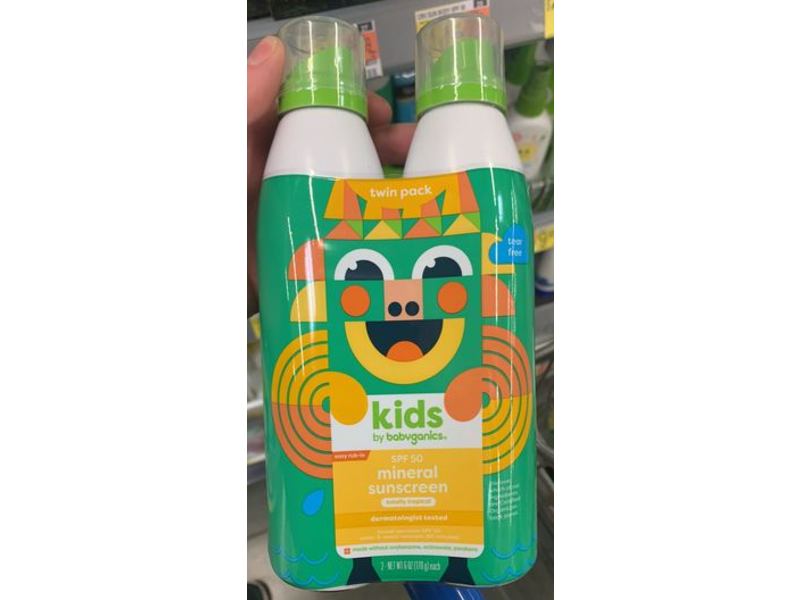 Babyganics Kids Mineral Sunscreen Continous Spray, SPF 50, 6 fl oz/170 g, 2 Count