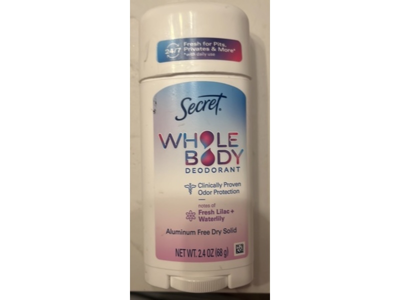 Secret Whole Body Deodorant, Fresh Lilac & Waterlily, 2.4 oz/68 g