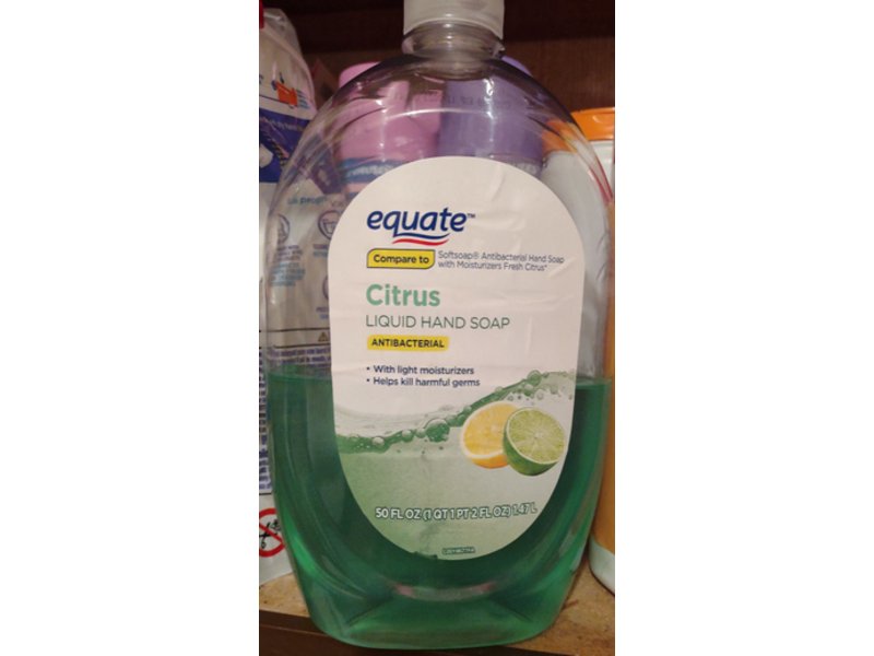 Equate Antibacterial Liquid Hand Soap, Citrus, 50 fl oz/1.47 L