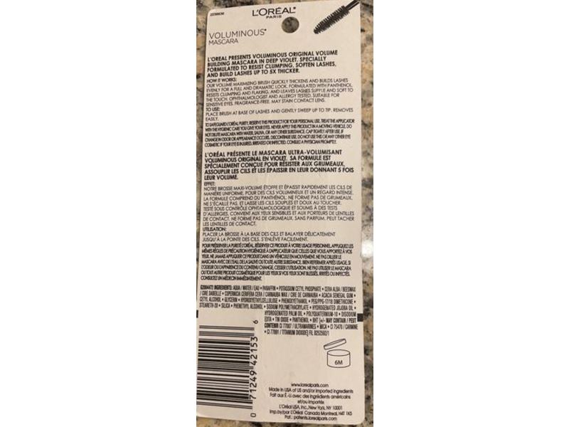 L’Oreal Paris Voluminous Original Mascara, 970 Deep Violet, 0.27 fl oz/82 mL