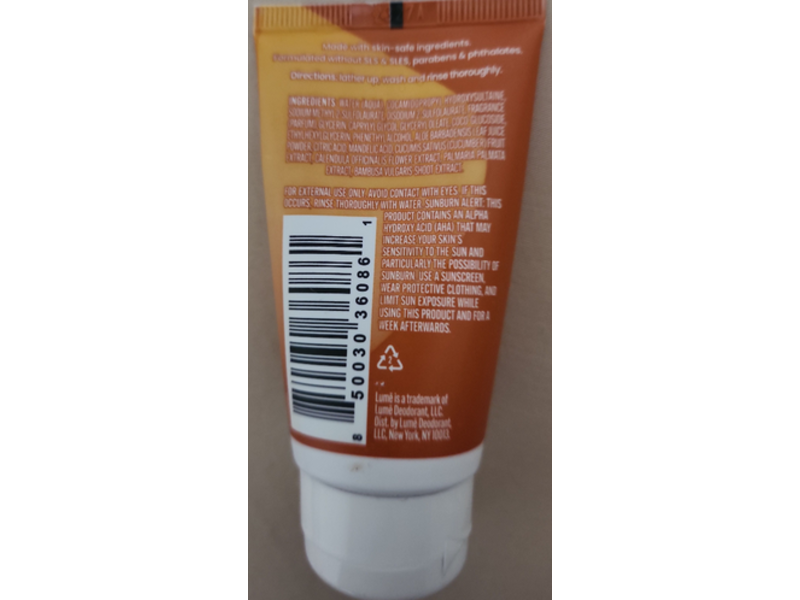 Lume Acidfied Body Wash, Toasted Coconut, 1.5 fl oz/44 mL