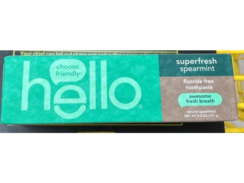 Hello Fluoride Free Toothpaste, Spearmint, 5 oz/141 g
