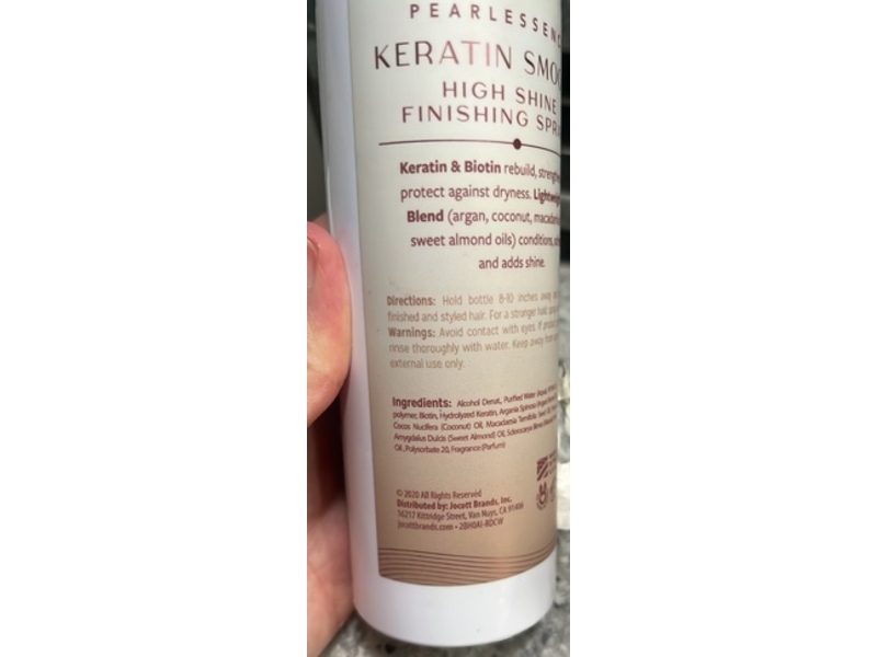 Pearlessence Keratin Smooth High Shine Finishing Spray, Biotin+Marula Oil, 8 fl oz/234 mL
