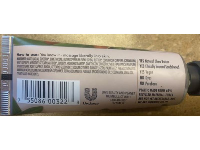 Love Beauty And Planet Hand Cream, Shea Butter & Sandalwood, 1 oz/28.3 g, Pack Of 2