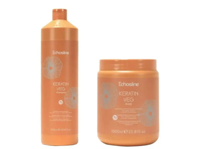 Echosline Keratin Veg Shampoo & Mask Kit, 33.81 fl oz/1000 mL