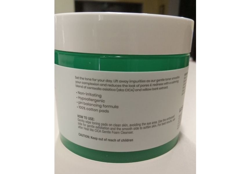 Joah Heal Me CICA Toner Pads, Centella Asiatica + Willow Bark Extract, 3.04 fl oz, 50 Count