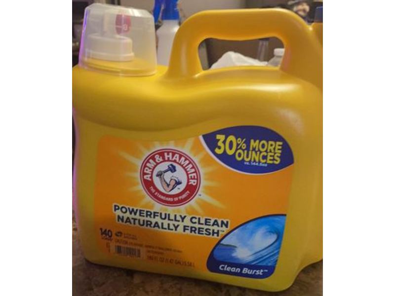 Arm & Hammer Powerfully Clean Liquid Laundry Detergent, Clean Burst, 140 Loads, 189 fl oz