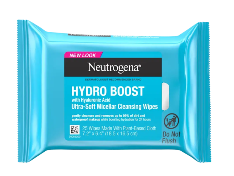 Neutrogena Hydro Boost Make-Up Removing Cleansing Wipes, Hyaluronic Acid, 25 Count