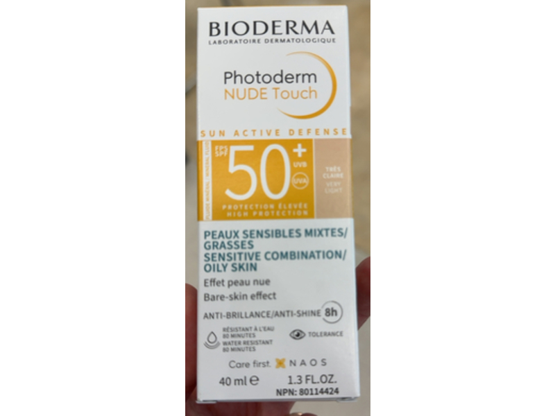 Bioderma Photoderm Nude Touch, Very Light , SPF 50+, 1.3 fl oz/40 mL