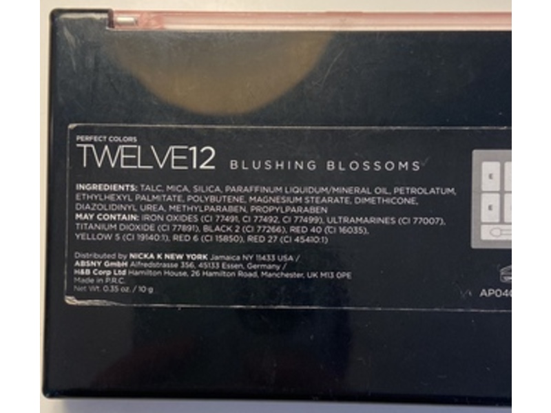 Nicka K New York Perfect Colors Twelve12 Eyeshadow Palette, Blushing Blossoms, 0.35 oz/10 g