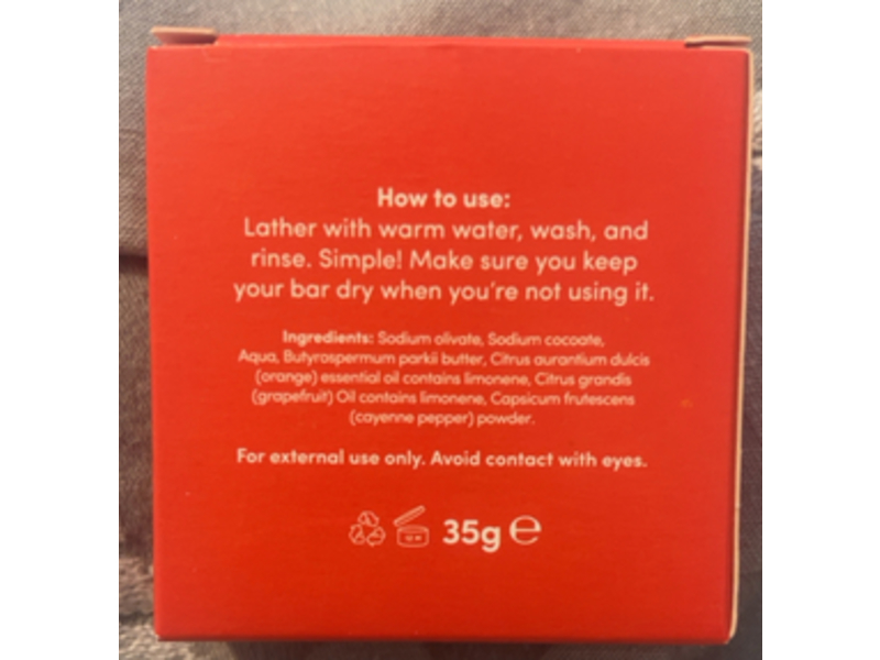 Gruum Sapa Body Wash Bar, Orange + Grapefruit, 35 g