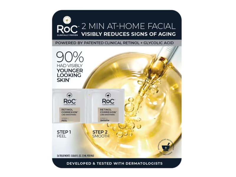 RoC Retinol Correxion Line Smoothing 2-Step Treatment, 0.068 fl oz/2 mL, 36 Count