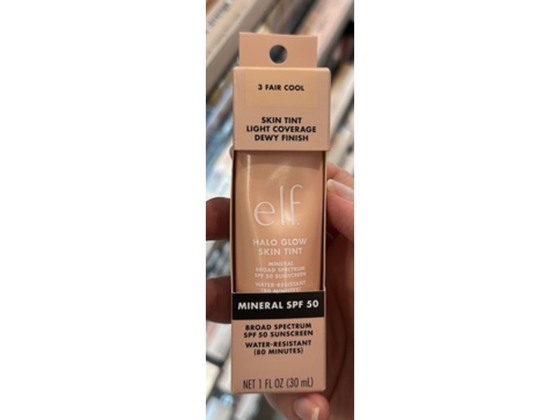 e.l.f Cosmetics Halo Glow Skin Tint, 3 Fair Cool, SPF 50, 1 fl oz/30 mL