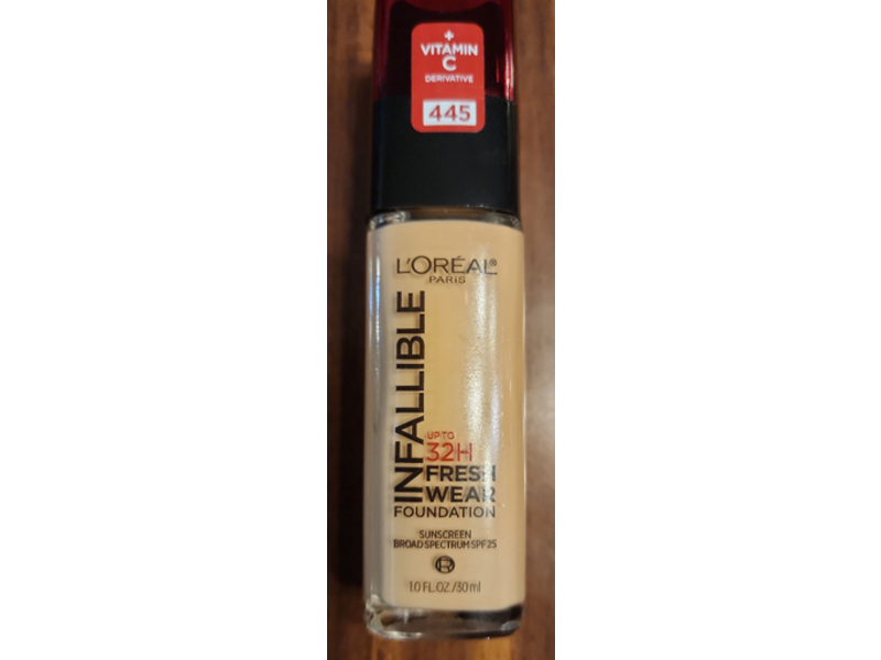 L'Oreal Paris Infallible Fresh Wear Foundation, 445 Vanilla, 1.0 fl oz/30 mL