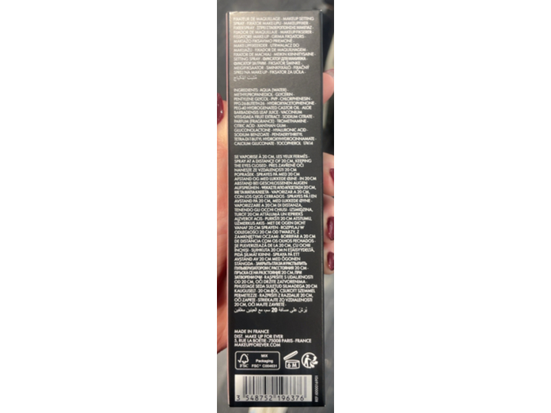 Make Up For Ever Mist & Fix Hydrating Setting Mist, 3.38 fl oz/100 mL