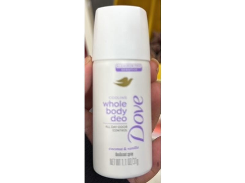 Dove Cooling Whole Body Deodorant Spray, Coconut & Vanilla, 1.1 oz/31 g