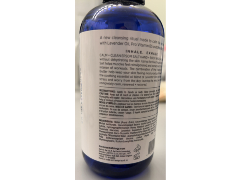 Cuccio Calm + Clean Hand & Body Wash, Lavender Oil, 8 fl oz/236 mL