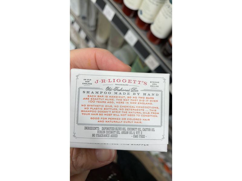 J.R. Liggett's Old-Fashioned Shampoo Bar, Coconut & Argan Oil, 3.5 oz/99 g