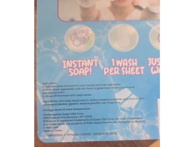 Biopure Portable Soap Sheets, Coconut Scented, 20 Count