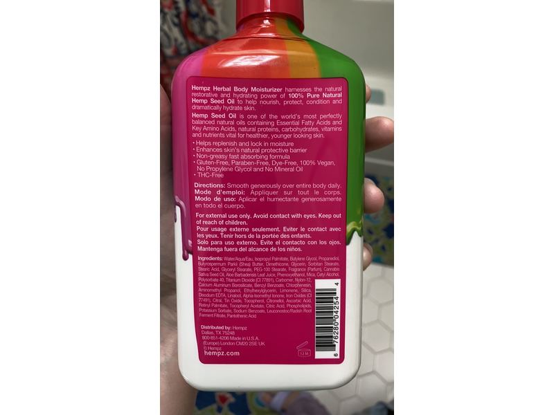 Hempz Express Yourself Pride & Passion Fruit Punch Herbal Body Moisturizer, 17 fl oz/500 ml