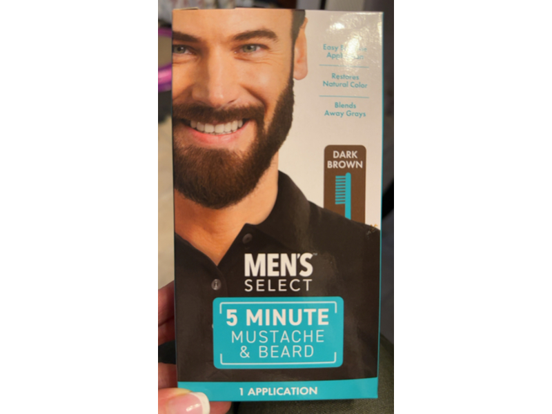 Men's Select 5 Minute Mustache & Beard Hair Color, Dark Brown, 1 Application