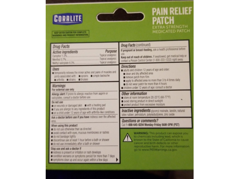 Coralite Pain Relief Patch, Pack Of 20, 24 Packs